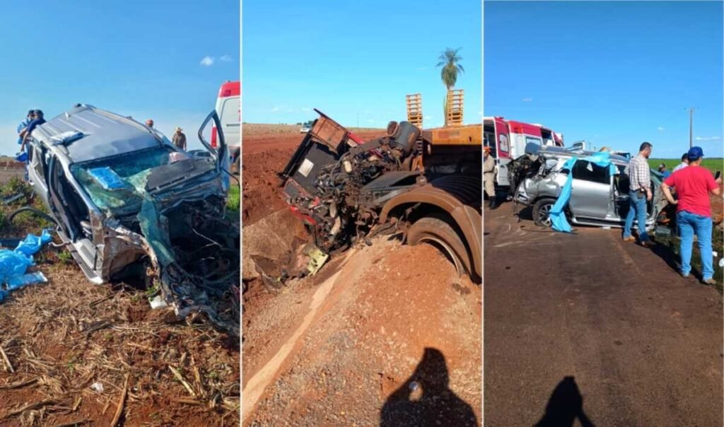 Grave Colisão entre caminhonete e carreta fere três em rodovia de ms