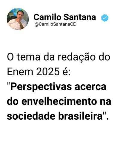 Enem 2025: envelhecimento no Brasil é tema da redação