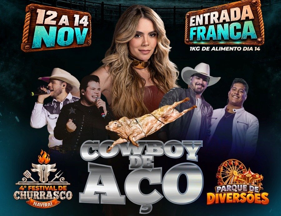 Banner promocional do evento Cowboy de Aço em Naviraí.