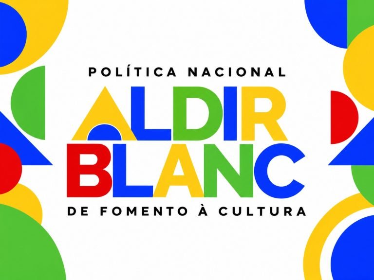 Logotipo colorido da Política Nacional Aldir Blanc de Fomento à Cultura.