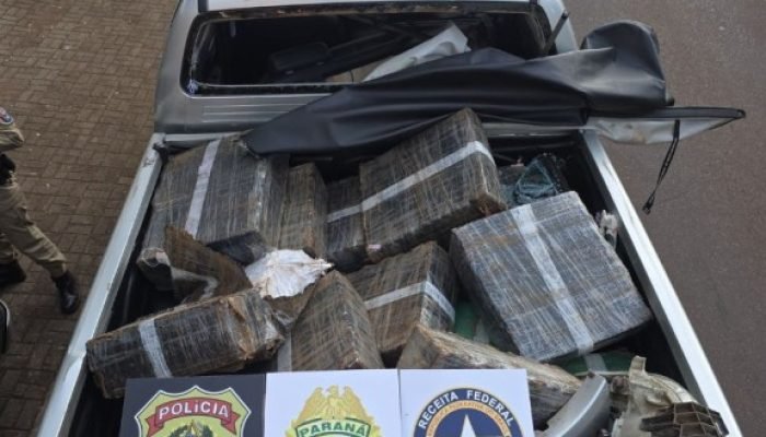 PF, PM e Receita Federal apreendem picape com 534 kg de maconha e 13,3 kg de haxixe