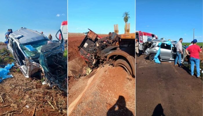 Grave Colisão entre caminhonete e carreta fere três em rodovia de ms