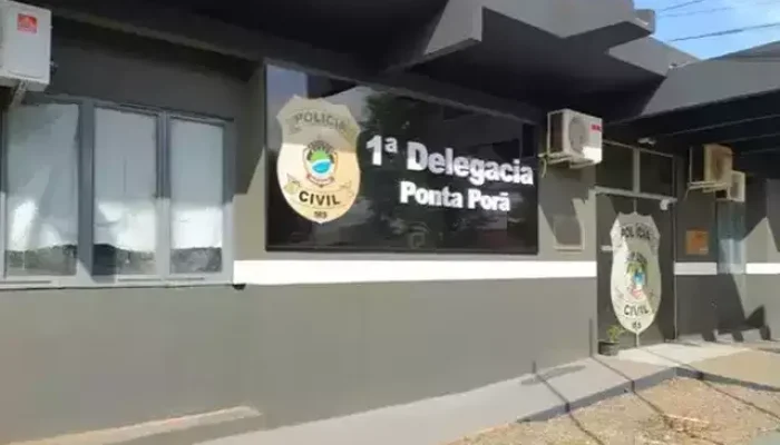 Fachada da 1ª Delegacia de Polícia Civil de Ponta Porã onde caso foi registrado (Foto: Divulgação | PCMS)