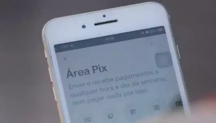 Pessoa acessando a área de Pix no aparelho celular (Foto: Marcos Maluf)