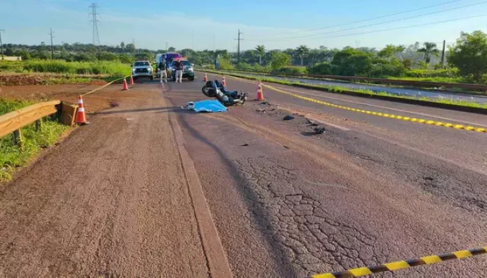 Motociclista morre em colisão com veículo de carga na BR-163 em Dourados