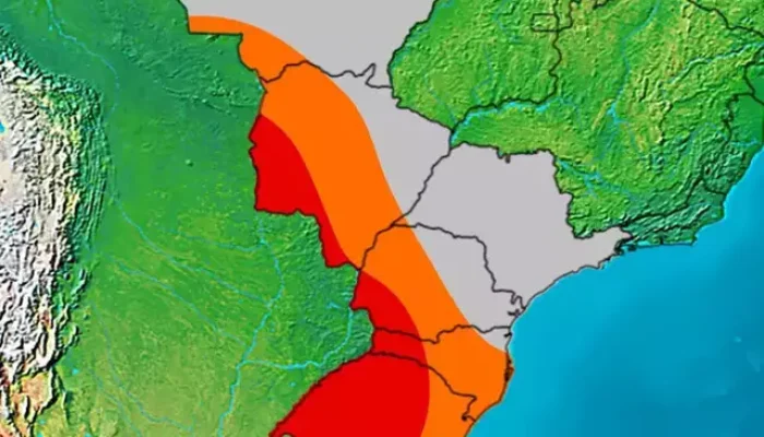 Mapa da nova onda de calor que atingirá a região Sul, Sudeste e Centro-Oeste (Foto: Reprodução/Climatempo)