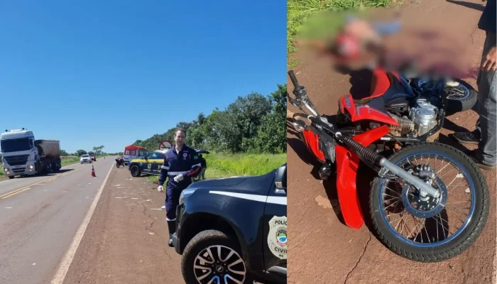 Motorista foge depois que telha cai de caminhão e mata motociclista em MS