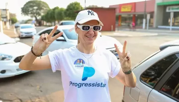 Prefeita eleita em Eldorado Fabiana Maria Lorenci (PP) durante ato de campanha (Foto: Reprodução)