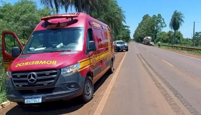 Na pista é possível ver as marcas de frenagem do caminhão (Foto: MS News)