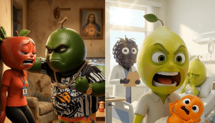 Foto: Armadilha da fofura: ‘novelas de frutas’ com IA escondem violência e desaf