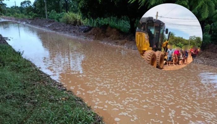 Rua alagada no Parque Novo Século — Foto: Rua alagada no Parque Novo Século (Lei