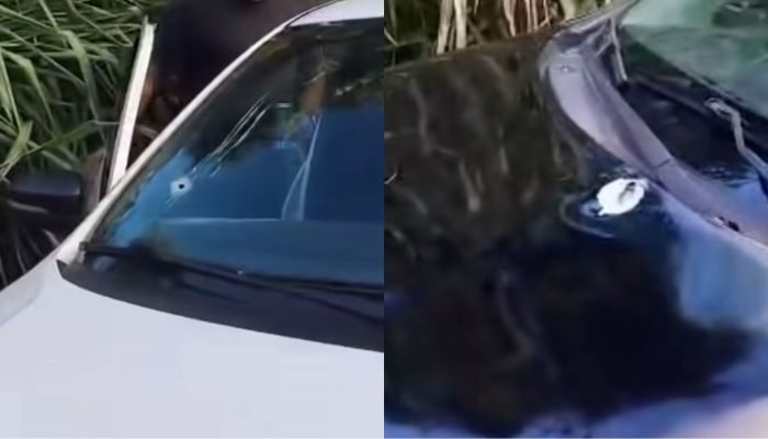 Foto: Veículos foram alvejados na tarde de sábado. (Fotos: Reprodução, O Pantane