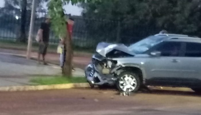 Foto: Frente da caminhonete destruída. (Foto: Leitor Midiamax)