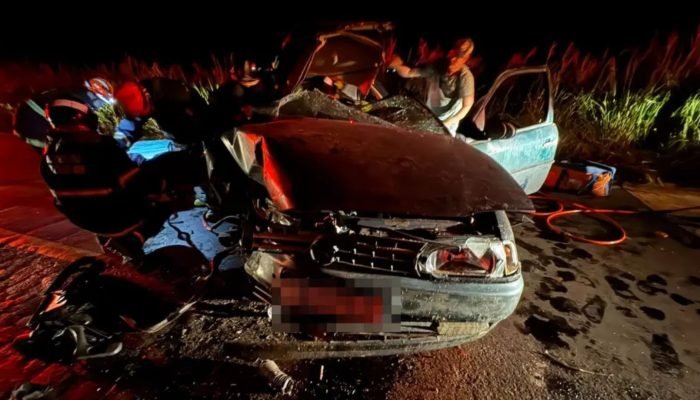 Acidente que deixou homem preso às ferragens na MS-276. — Foto: Acidente que dei