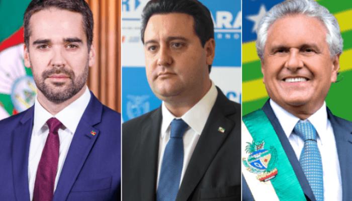 Foto: Eduardo Leite, Ratinho Júnior e Ronaldo Caiado | Montagem/reprodução