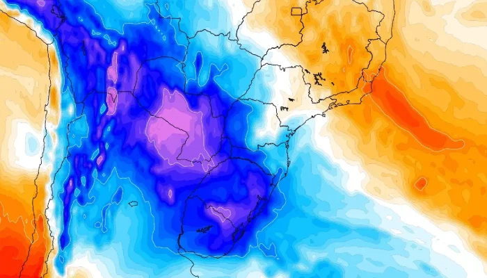 Frente fria avança pelo sul do País e deve atingir áreas de MS — Foto: Frente fr