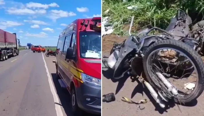 Motociclista sofre amputação de perna em acidente com carreta na BR-262