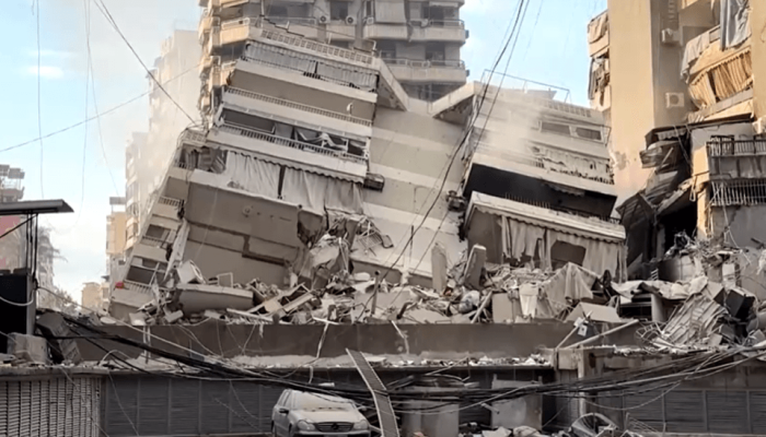 Subúrbio de Beirute, no Líbano, em ruínas após ataques de Israel — Foto: Subúrbi