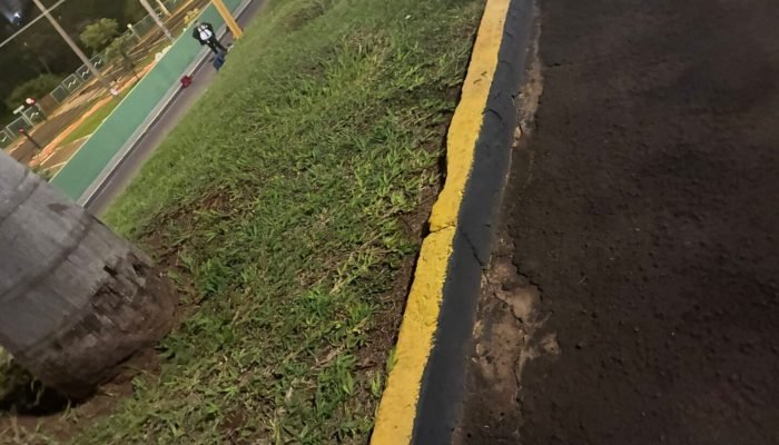 Momento logo após a mulher sofrer a queda — Foto: Momento logo após a mulher sof