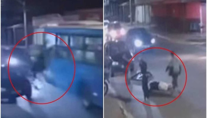 Adolescentes caem de ônibus após acionar alavanca de emergência