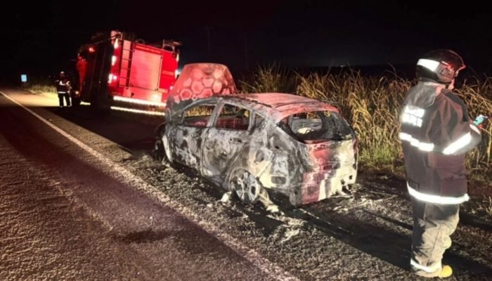 Foto: Carro ficou totalmente destruído (reprodução)