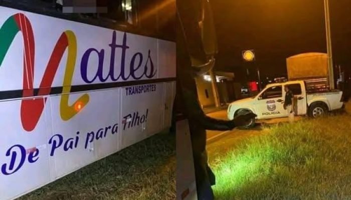 Ônibus onde os paraguaios foram encontrados. — Foto: Ônibus onde os paraguaios f