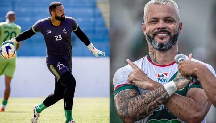 Goleiro Rhuan em treino com as cores do Pantanal e Paulo Rangel — Foto: Goleiro