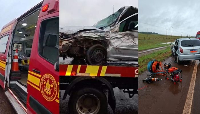 Carro ficou completamente destruído — Foto: Carro ficou completamente destruído