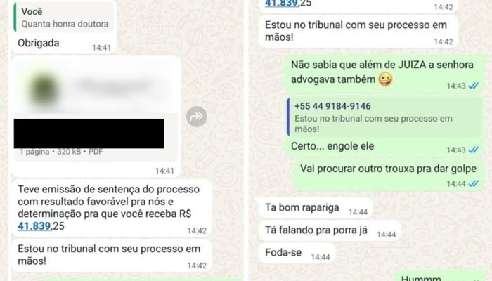 Troca de mensagens entre vítima e golpista — Foto: Troca de mensagens entre víti