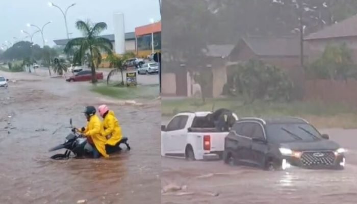 Tempestade alaga vias e causa transtornos em Caarapó