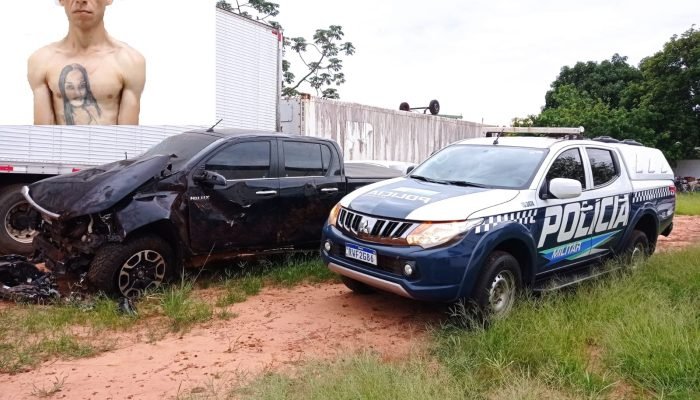 Homem é preso pela Polícia Militar após furtar caminhonete e capotar durante fuga na BR-163