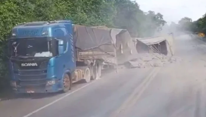 Bitrem tombou na rodovia – (Foto: A Princesinha News)