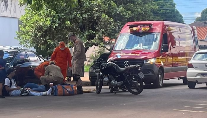 Acidente na Rua Francisco de Assis Reinaldi, em Nova Andradina — Foto: Nova News