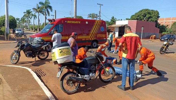 Colisão entre motos em Batayporã. — Foto: Nova News