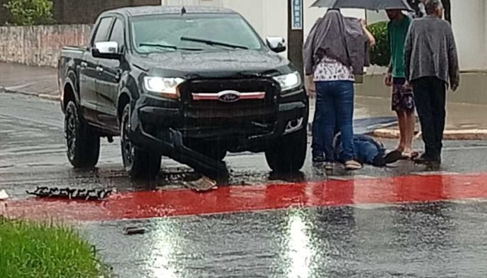 Colisão entre caminhonetes deixa um ferido em Nova Andradina