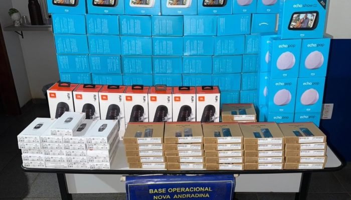 PMR apreende eletrônicos irregulares durante fiscalização em ônibus interestadual em Nova Andradina
