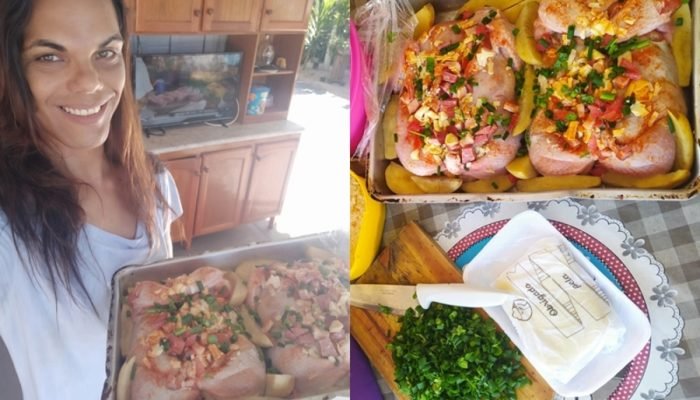 Kathy prepara o prato tradicional de Natal — Foto: Imagem: Arquivo Pessoal