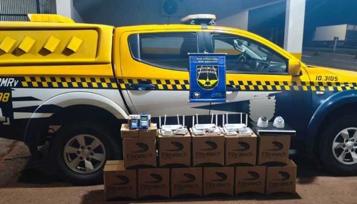 Apreensão de equipamentos eletrônicos — Foto: Imagem: Divulgação PMR