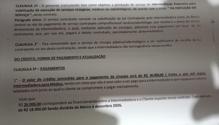 Contrato firmado com a clínica — Foto: Contrato firmado com a clínica - Foto: Fa