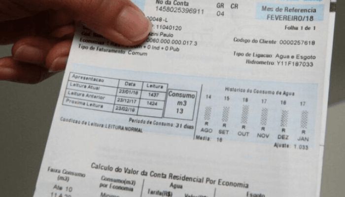 Foto: Conta da Sabesp | Divulgação