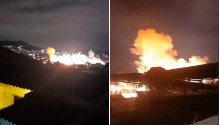 Foto: Explosão em trem em Quintino, zona norte do Rio | Reprodução Redes Sociais