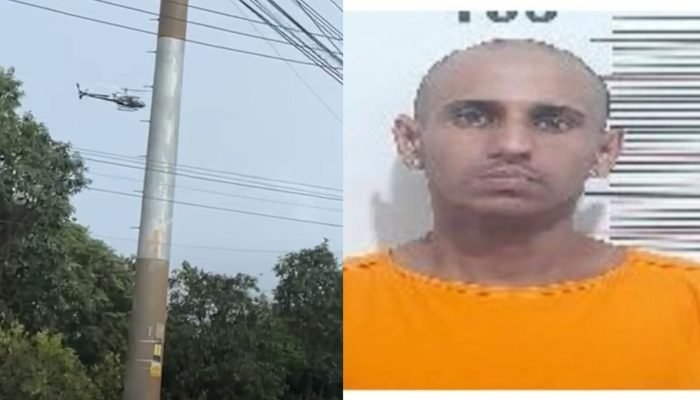 Foto: Helicóptero foi usado durante as buscas para localizar Gilvanderson - (Fot