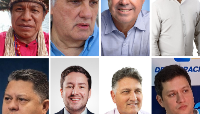 Mosaico com oito retratos de homens brasileiros de diversas origens.