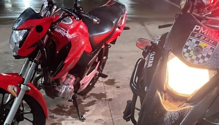Moto apreendida pela PM — Foto: Moto apreendida pela PM (Divulgação/PMMS)