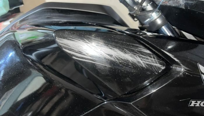 Moto do Matheus, vítima do tombo - Foto enviada pela vítima — Foto: Moto do Math