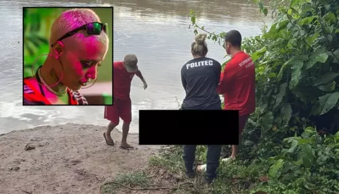 Cadáver de Laysa às margens do Rio Cuiabá na tarde de hoje (Foto: Olhar Direto)