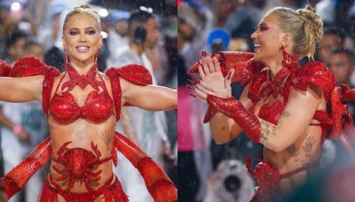 Virginia Fonseca durante o último ensaio técnico da Grande Rio antes do Carnaval