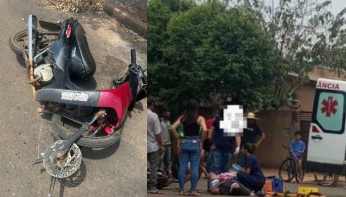 Em Água Clara, motociclista fica gravemente ferida ao invadir preferencial