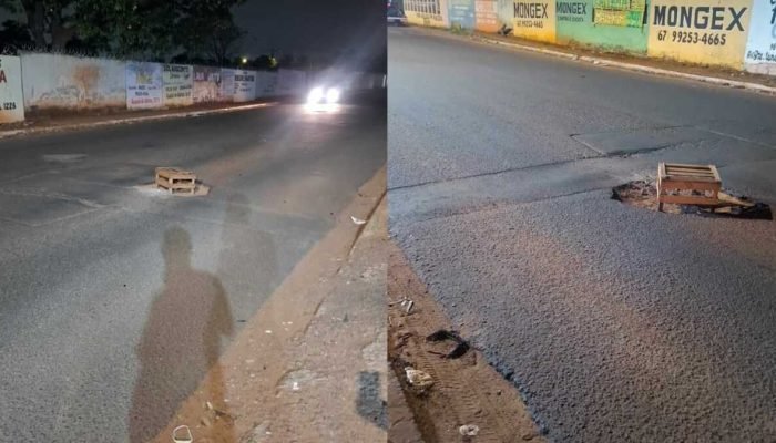 Buraco na Raquel de Queiroz causa acidentes e gera alerta em Campo Grande