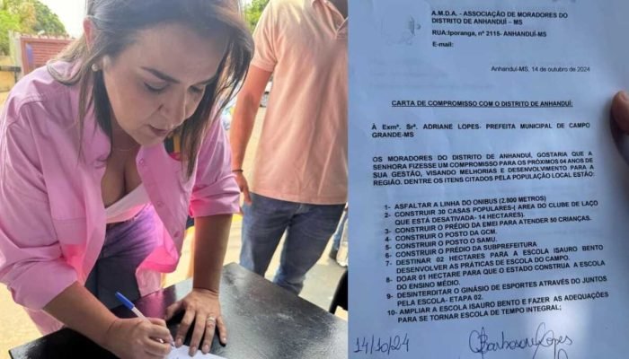 Prometeu, ganhou e sumiu: comunidade de Anhanduí cobra Adriane por compromissos ignorados